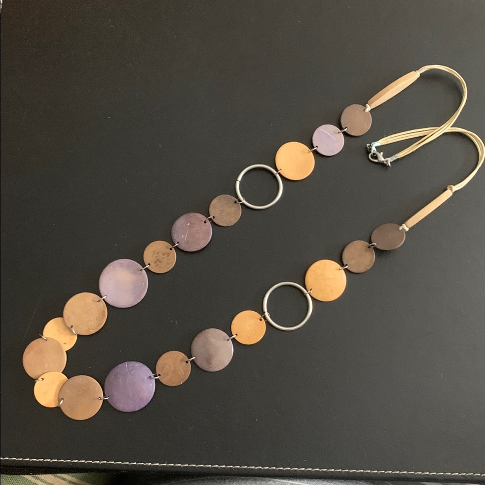 Purple and Brown Circle Necklace